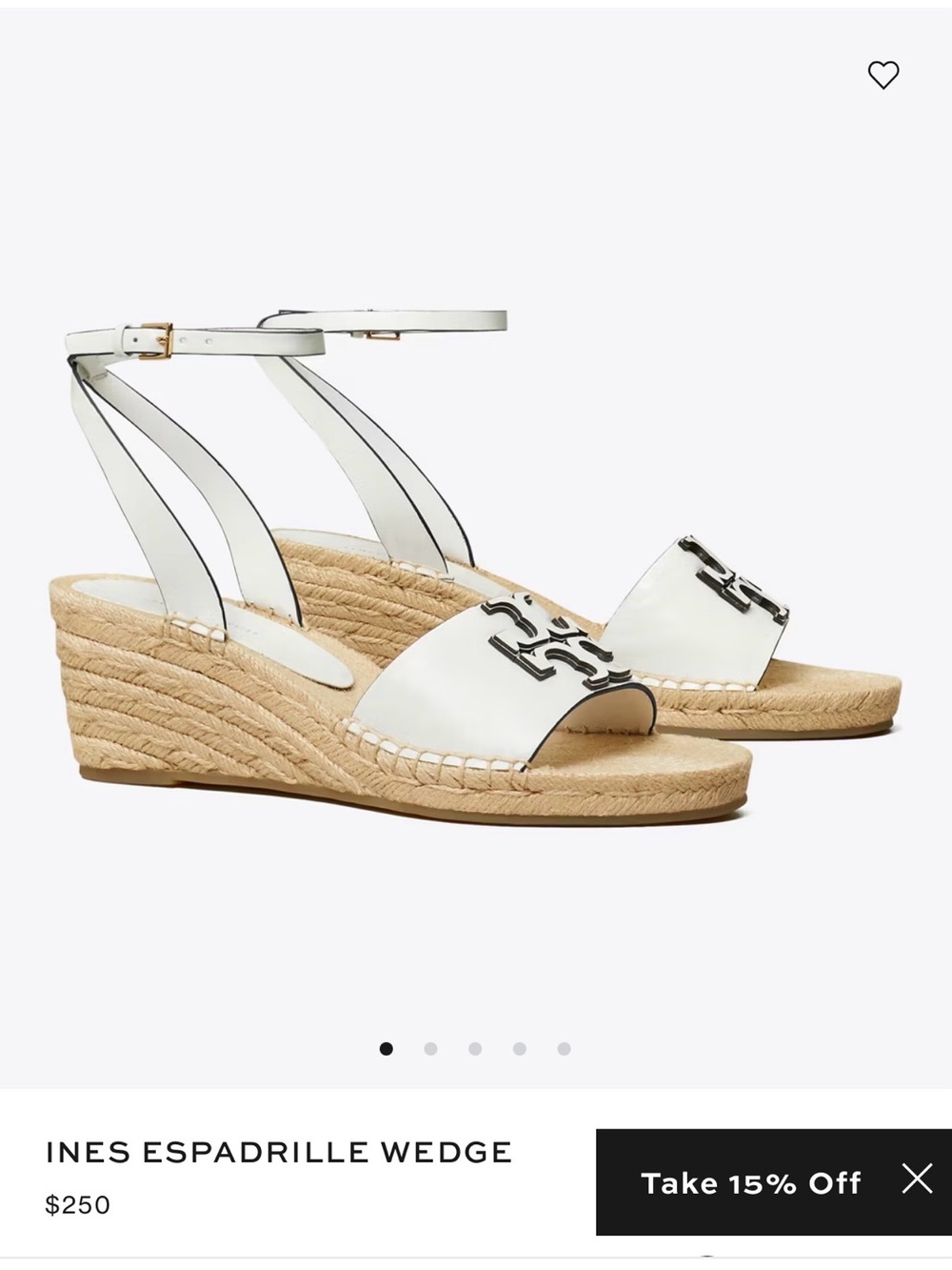 Tory Burch White Leather Espadrille Wedge Sandals